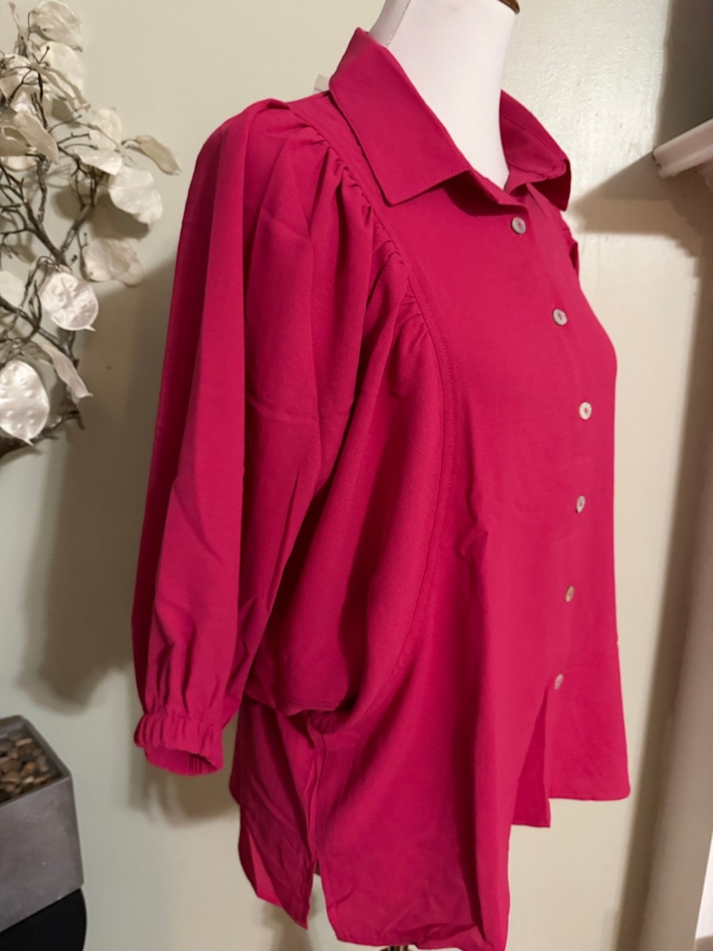 ODDY Raspberry Pink Button Front Blouse - Picture 3 of 7